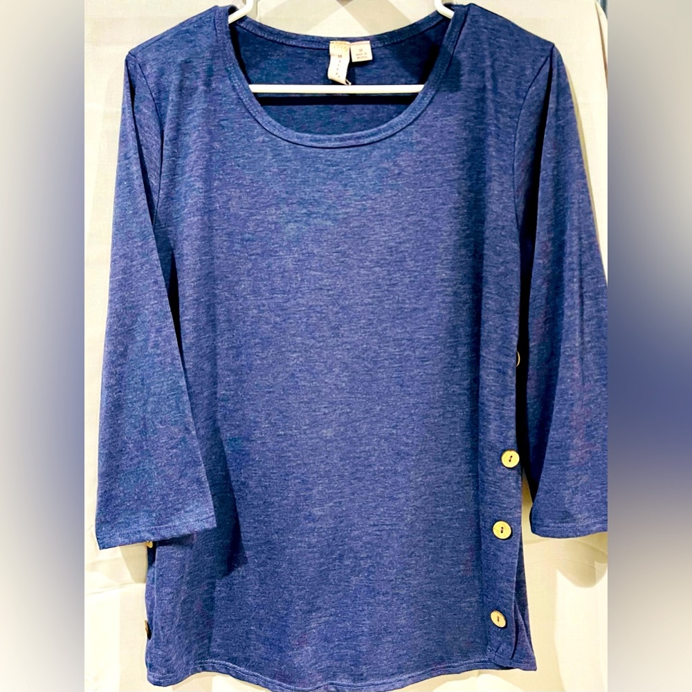 Women’s “Misia” 3/4 Sleeve Navy Blue Top